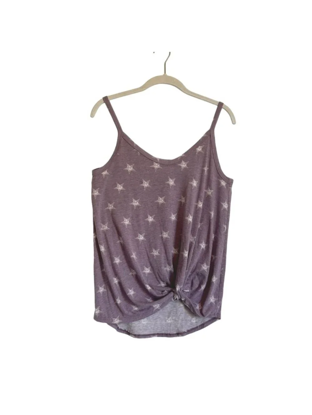 Pink Lily Twist Knot Star Print Tank Top in Purple - Size M - Picture 2 of 5